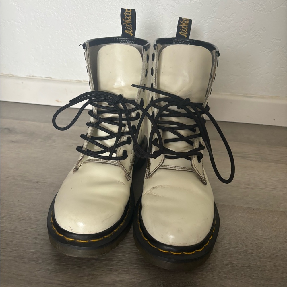 Dr. Martens White Leather Boots